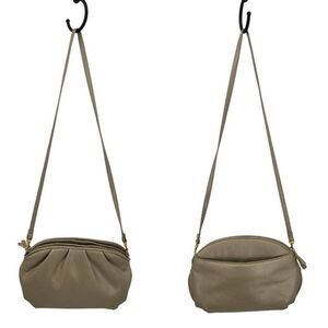 Vegan Metallic Gold Convertible Crossbody Clutch Oval Multi Pocket Formal